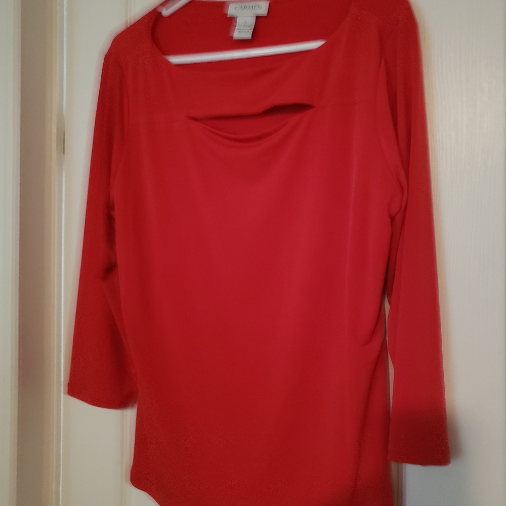 Carmen Marc Red Cutout Top Blouse